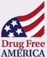 Drug-Free AMERICA, wrapped in the flag - carrying star-formed cross, too